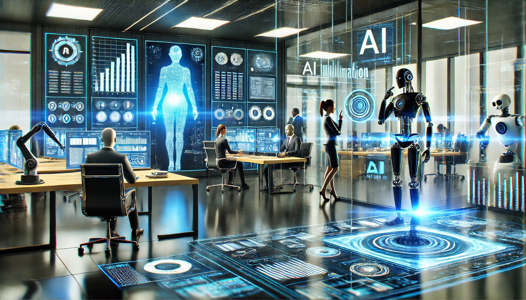 Oficina moderna con tecnología de IA